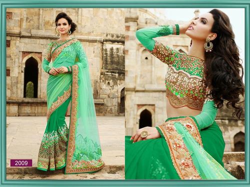 Light Green Net, Georgette Saree