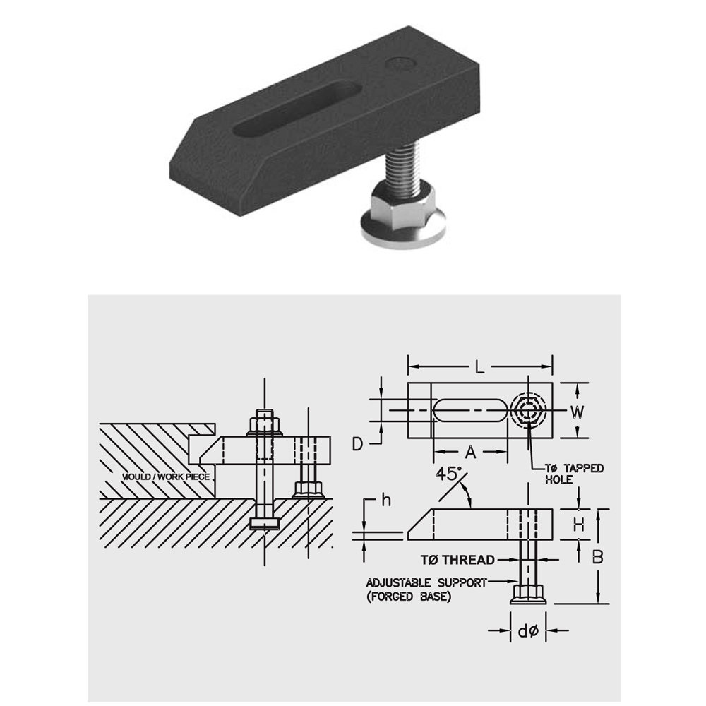 Metal Tapped End Clamp With Adjustable Support