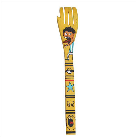 Hand Painted Body Scratcher with Wooden Claws - Soft Wood, 12x2 Inches, Yellow | Back Relief, Stylish, Handcrafted, Colorful