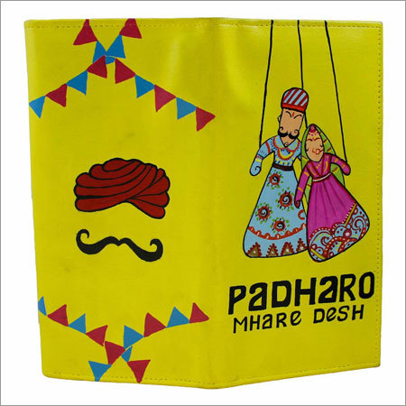 Padharo Mhare Desh - Artificial Leather, 4x6 Inches, Yellow | Multiple Pockets, Durable Fabric, Travel Organizer