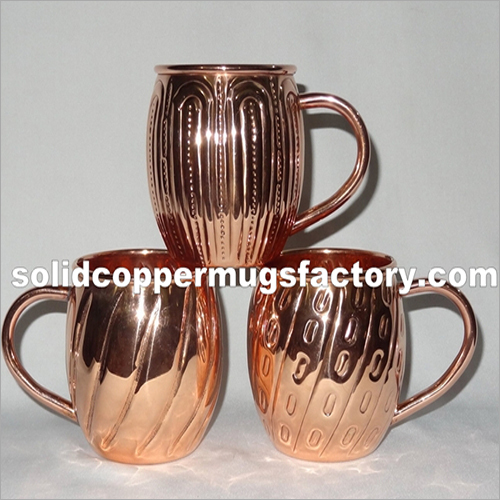 Designer Embossed Solid Copper Beer Mug