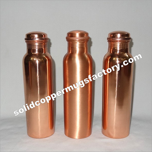 Copper Water Bottle Plain Shiny