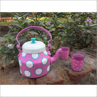 Colorful Hand Painted Kettle With Glass