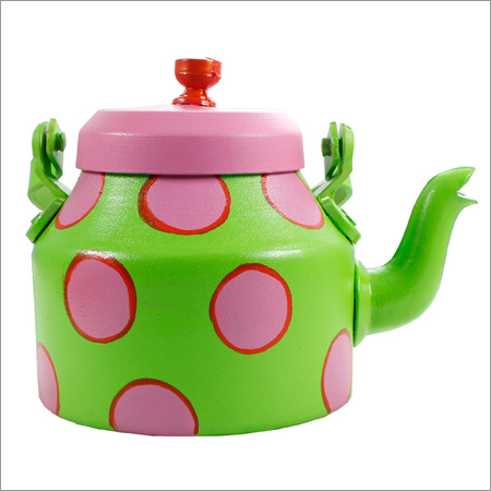 Beautiful Green-Hand Painted Polka Dot Kettle - Aluminum, 14cm x 14cm | Decorative, Hand-Painted Design