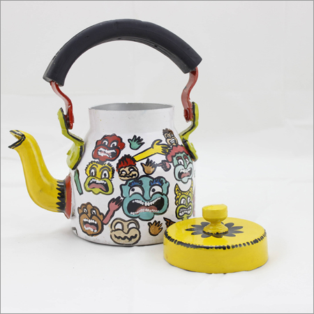 Hand Painted Trendy Funky Monster Kettle - Aluminum, 14cm x 14cm, White | Unique Design, Stylish, Conversation Starter