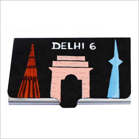 Customized Aluminium Card Holder - Artificial Leather Stainless Steel, 10x7 cm, Black, Sliding Closure, 10-15 Card Capacity