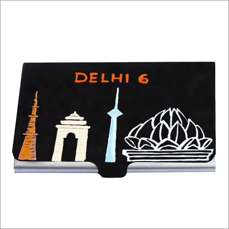 Hand Made Stylish Customized Business Card Holder - Artificial Leather / Stainless Steel Black Color for All Your Professional Connections