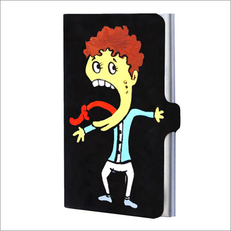 Hand Made Business Card Holder - Artificial Leather & Stainless Steel, 4x3x1 inches, Black | Slide Closure, Capacity 10-15 Cards, Portable, Durable, Stylish