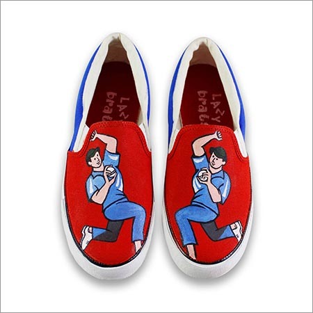 Hand Painted Canvas Shoes - Indian Cricket