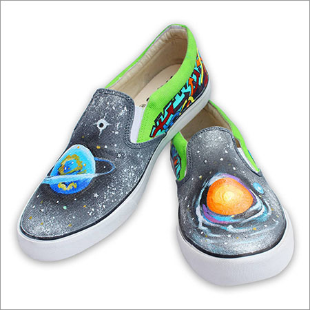 Custom Canvas Shoes: Galaxy Hand Painted Slip On - Canvas, UK4-8, Multicolor | Slip-On, Rubber Sole, Unique Galaxy Design