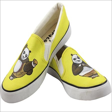 Kungfu Panda Slipon Shoes - Canvas, Rubber Sole, Yellow, UK 4-10 | Hand-Painted, Lightweight, Comfortable Fit