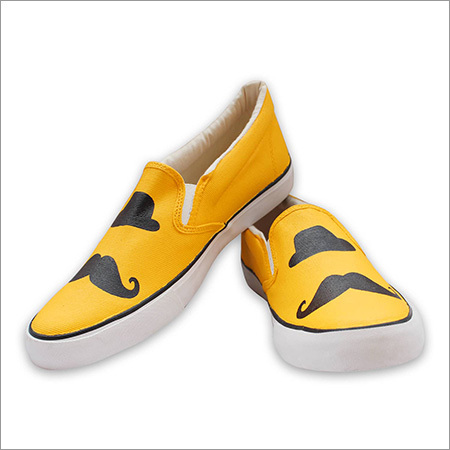 Unisex Hand Printed Canvas Shoes 1 - Canvas Outer, Rubber Sole, UK4-UK10, Black, Slip-On, Stylish Comfortable Fit