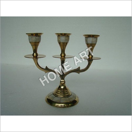 Brass MOP Candle Holder