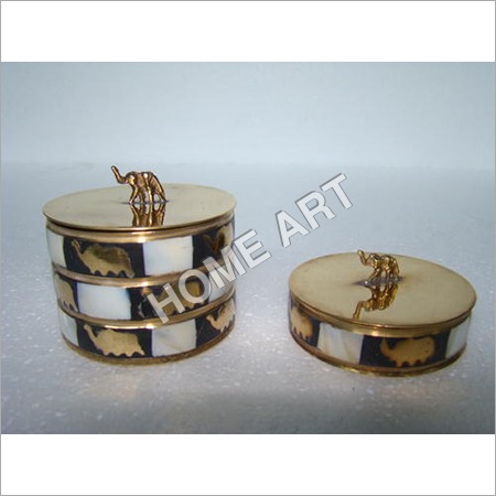 Candle Stick Holder Brass Mop Trinket Box Set