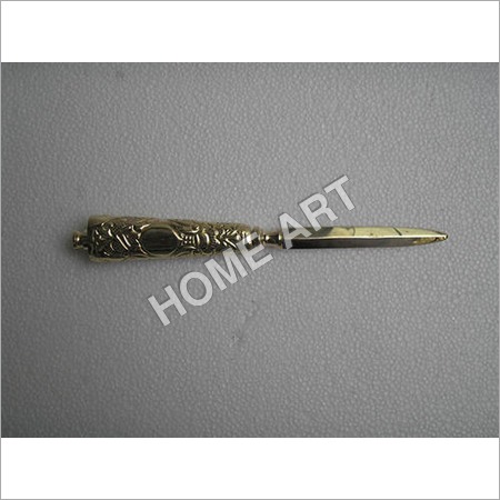Letter Opener - Brass, 15cm, Polished Finish | Pointed Blade, Embossed Handle, Durable, Sharp, Elegant Design