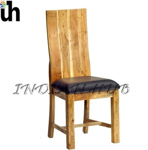 Metro Dining Chair - 45x45x105cm | Handcrafted Solid Acacia Wood, Rustic Teak Finish, Modern Chunky Design