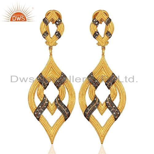 Designer Pave Diamond Wedding Earrings