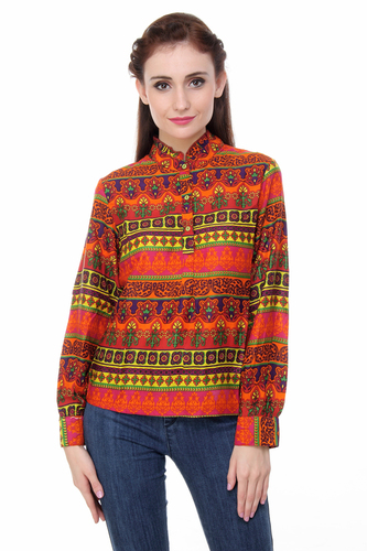 Colorful Short Shirt - Soft Fabric, Available in L, M, S, XS | Ethnic Print, Washable, Shrinkage & Fade Proof