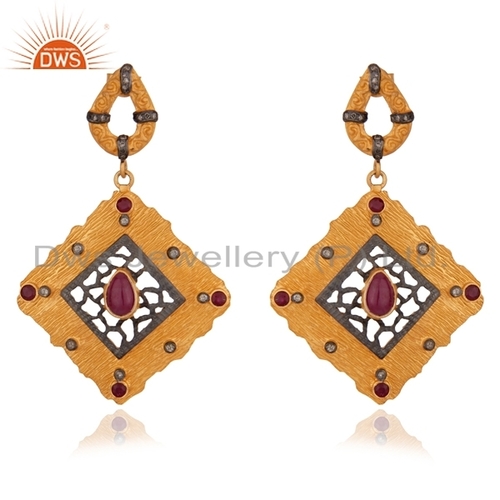 Wholesale Ruby Gemstone Diamond Earring
