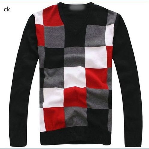 Fancy Men Sweater - Wool V Neck , Black, White & Red Color Options