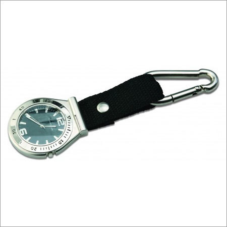 Metal Clock With Keychain - Leather & Metal Construction | Silver and Black, Indian Style, Professional Aesthetic
