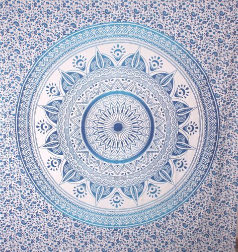 Blue and White Bohemian Boho Twin Size Tapestry