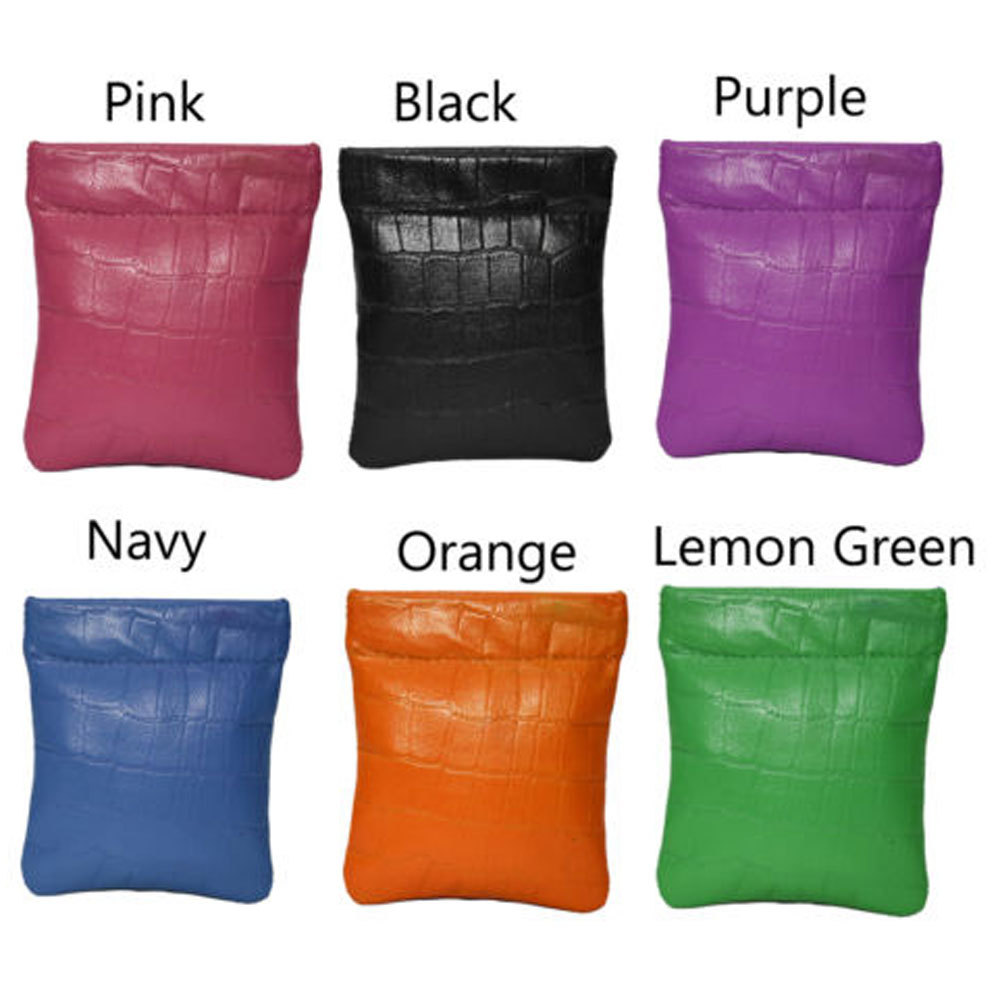 Leather Coin Pouch with Strong Metal Spring Closure Snap Top Coin Purse
