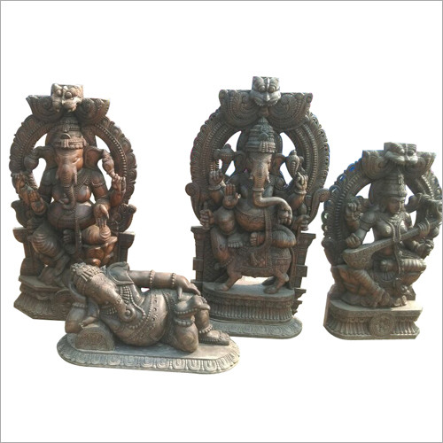 Wooden Carved Lord Ganesha Set