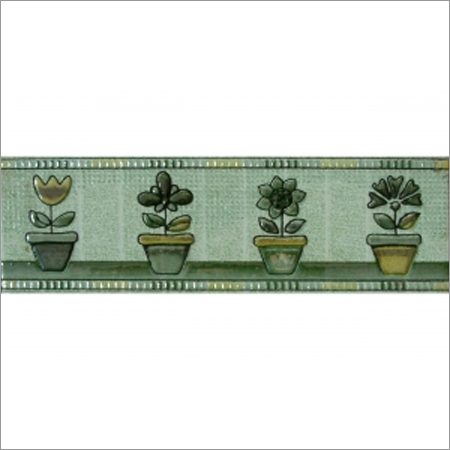 Border Tiles 10x3 - Ceramic 10x3cm Green, Glazed Finish, Durable, Water Resistant, Easy Install