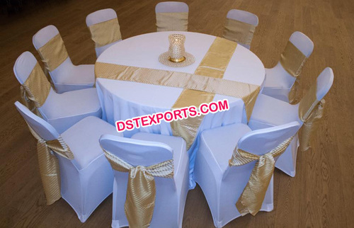 White Chair Cover With Sashes