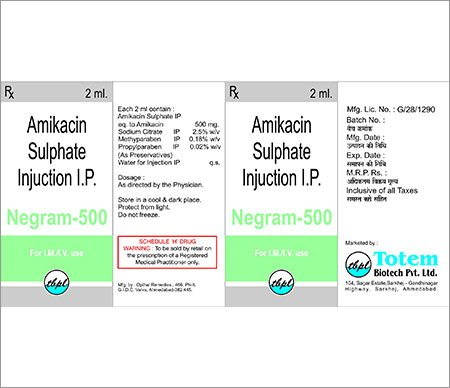 Amikacin Sulphate Injection - Liquid, 500 mg/Dose | Effective Antibacterial Treatment