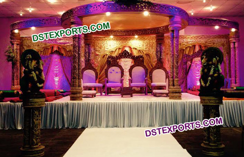 Golden Fiber Carved Wedding Mandap