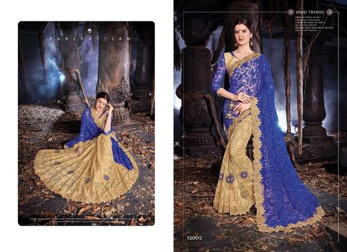Blue Exclusive Net Designer Saree