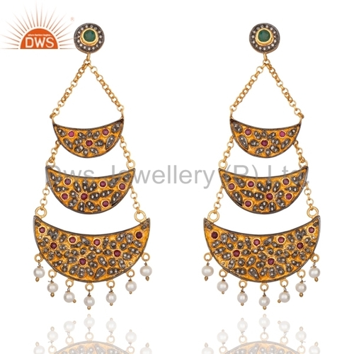 Pave Diamond Designer Wedding Earrings