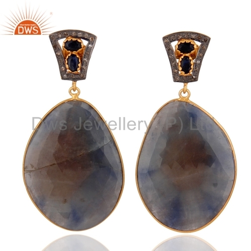 Blue Sapphire Gemstone Designer Earrings