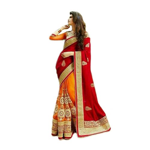 Red Fashion Georgette Saree (Gold Net Green 305_Green)