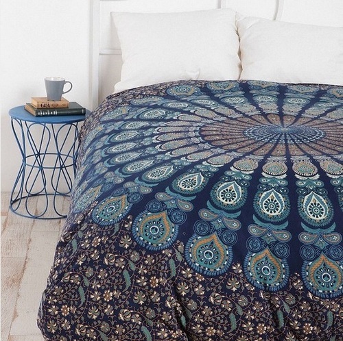 Blue Mandala Boho Tapestry