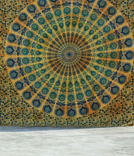 Mandala Peacock Orange and Yellow Wall Hanging