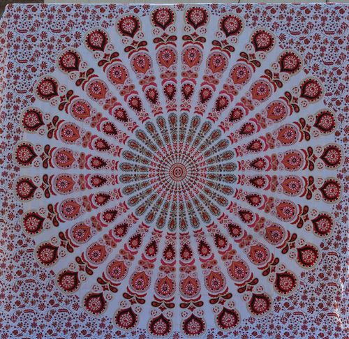 Red and white Mandala Tapestry