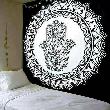 Black and White Palm Tapestry