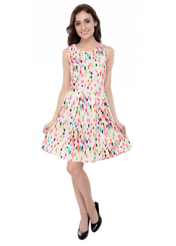 Neon Print Dress - Cotton Thigh Length Multi-Color Floral Print | Skin-Friendly Easy Care Various Sizes Available for Every Occasion