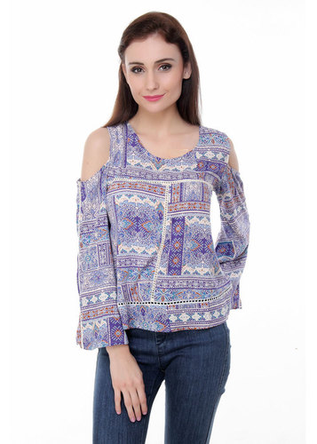 Navy Blue Top White Lace - Lightweight Fabric Regular Fit Sizes XS-XXXL | Breathable Cool Dry Non-Fading Ideal for Spring & Summer Events