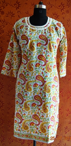 Hand Block Printed Cotton Floral Kurta