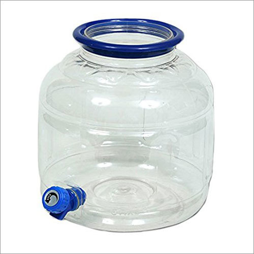 Water Jar - Plastic 5 Liters 20cm Diameter Transparent | Durable Portable Leakproof Easy Fill & Pour BPA Free Tap Spout