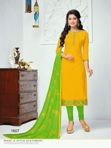 Yellow Cotton Linen Dress Material