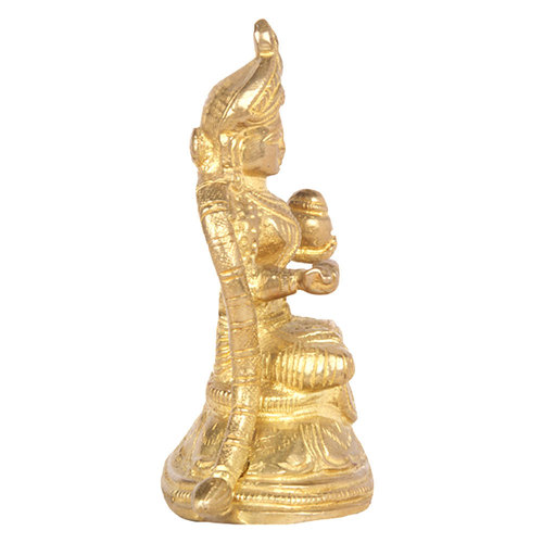 Brass Annapurna - Brass Idol 7.29x6.35x7.29 cm, Golden Color, Polished Finish, Carved Design | Modern Indian Temple Theme, Weight 800-1000g