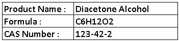 Diacetone Alcohol - C6H12O2, Boiling Point 166-168°C | Brilliant Gloss, Hard Film, Odorless Solvent