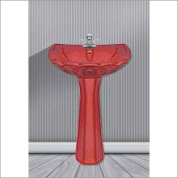Pedestal Wash Basin Set - Ceramic, 22x17 inches, Bright Red Color - Compact Design, Elegant Aesthetics, Exceptional Durability, Longer Working Life