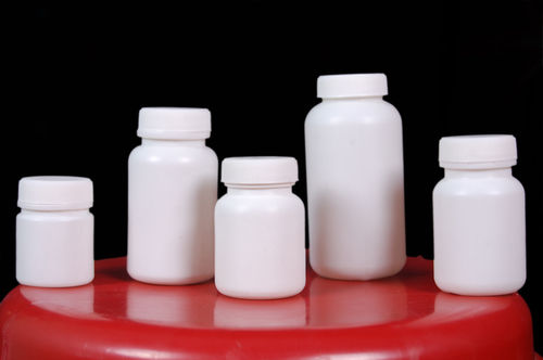 Pharmaceutical Plastic Tablet Container - 30cc to 150cc | Opaque White, Screw Cap, Rigid Design, Round Shape, Industrial Use