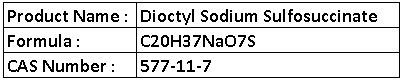 Dioctyl Sodium Sulfosuccinate - White Powder, Density 1.02 g/cm³ | Emulsifier, Surfactant, Wetting Agent, Dispersing Agent, Stabilizer